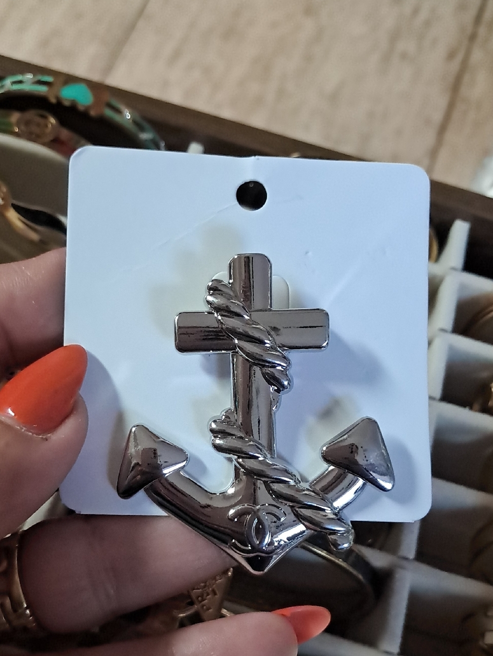 Silver Anchor Cross Lapel Pin - Men Woman  Accessories